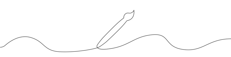 Brush icon line continuous drawing vector. One line Brush icon vector background. Brush icon. Continuous outline of a Brush icon.