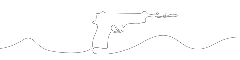 Shooting gun icon line continuous drawing vector. One line shooting gun icon vector background. Shooting gun mark icon. Continuous outline of a shooting gun icon.