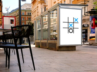 bus shelter at a bus stop. composite image of template glass light box side poster ad panel and...