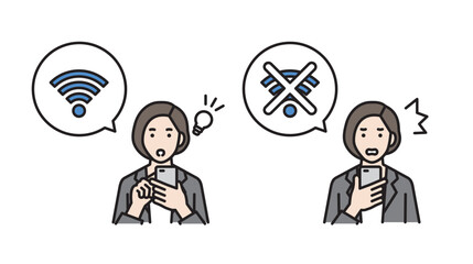 ワイファイを使う女性　スマートフォン