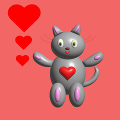Cat and heart