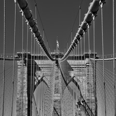 Brooklyn Bridge, black and white, New York, 
