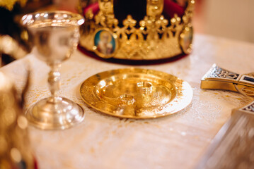 wedding rings on a table