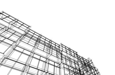 Obraz premium Architecture building 3d drawing vector illustration