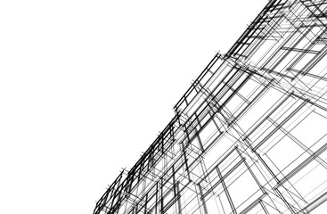 Architecture building 3d drawing vector illustration