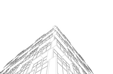 Architecture building 3d drawing vector illustration