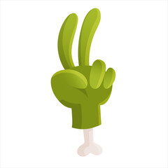 Halloween green zombie hand with a bone