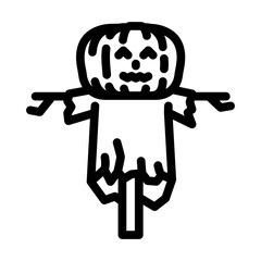 scarecrow pumpkin line icon vector. scarecrow pumpkin sign. isolated contour symbol black illustration