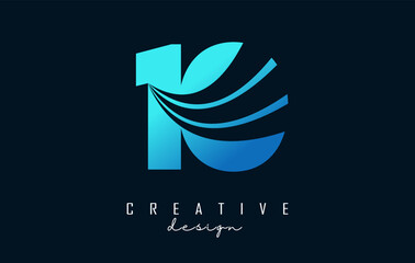 Creative number 10 logo with leading lines and road concept design. Number with geometric design.