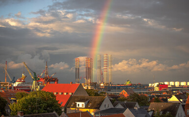 rainbow over the city