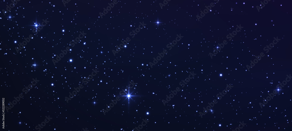 Wall mural space background with shining stars. starry night with shiny stars in the gradient sky. magic color 