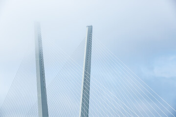 Fragment of Cable-stayed bridge Golden Bridge in Vladivostok, Primorsky Krai, Russia