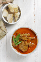 Kari daging sapi or Gulai daging or Beef Curry with tender beef, braised in coconut milk and curry spices.