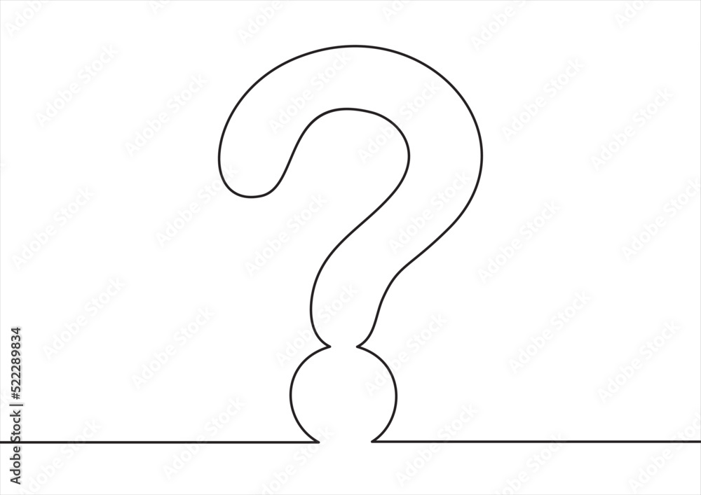 Aufkleber single continuous line art question mark icon. online ask test query concept silhouette symbol desig
