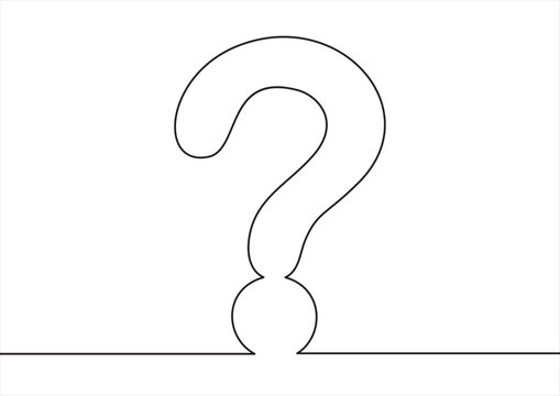 recommend clip art: Single continuous line art question mark icon. Online ask test query concept silhouette symbol design.