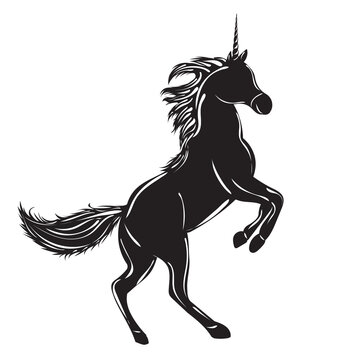 silhouette unicorn on white background isolated, vector