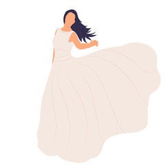 bride in dress in flat style, isolated, vector