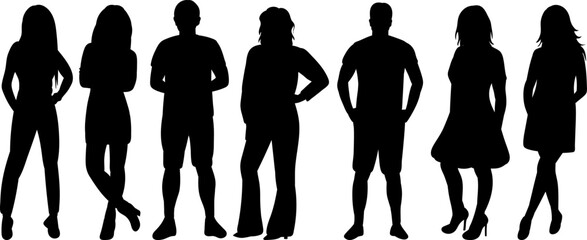 silhouette people on white background isolated, vector