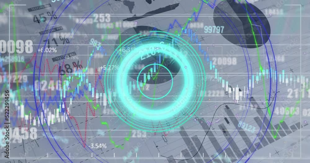 Poster animation of blue circular scanner over layers of processing data on grey background