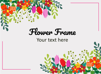 Different, colorful hand-drawn flowers element vector, floral background, vivid colors.