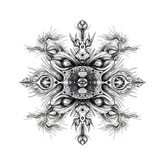 Black mandala drawing on white background