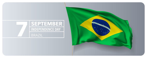 Brazil happy independence day greeting card, banner vector illustration