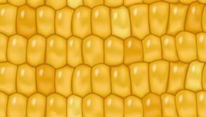 Sweet corn seamless pattern background for yellow page fill, wrapping paper. Fresh maize cob seamless texture. Healthy vegetarian food vegetable vector agricultural background