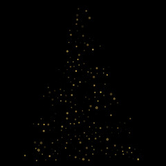 Falling Snow flakes golden pattern Holiday Vector