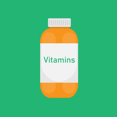 Obraz premium Vitamins bottle with pills. Multivitamin complex supplement. Black silhouette isolated on white background. jpeg illustration. Bottles of Vitamin Drip Therapy for Health and Skin, on White Background.
