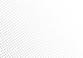 A Black and white gradient polka dot background pattern arranged at a diagonal angle on a white background