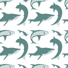 Seamless underwater pattern with Sharks