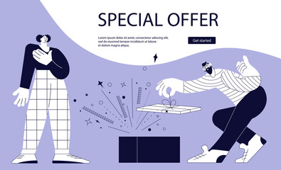 Landing webpage template of advertising of giving present