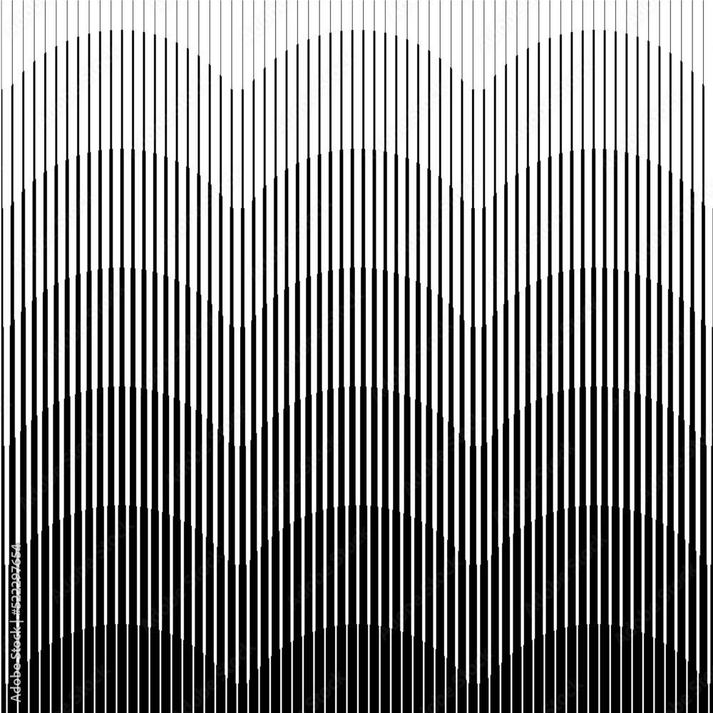Poster horizontal line pattern. from thin line to thick. parallel stripe. black streak on white background.