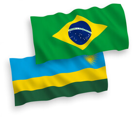 Flags of Brazil and Republic of Rwanda on a white background