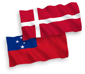Flags of Denmark and Independent State of Samoa on a white background