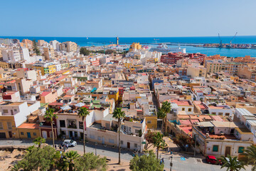 Cityscape of the Alcazaba (castle) of Almeria (Almeria, Spain)