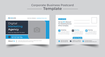 Corporate business postcard or eddm postcard design template layout, digital marketing business postcard