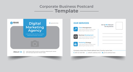 Corporate business postcard or eddm postcard design template layout, digital marketing business postcard