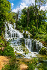Fototapeta na wymiar Terraced waterfall at Krka National Park Croatia