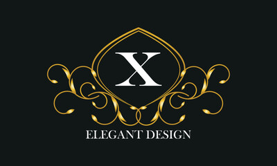 Vintage logo or monogram design with an elegant letter X in the center on a dark background.
