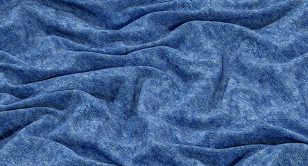 Fototapeta na wymiar denim fabric with folds and wrinkles.