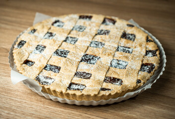 Homemade Argentinian cake.Delicious Pastafrola with Coconut