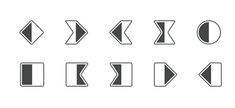 Keyframe Icons set. Linear key frames, bezier and hold keyframes symbols for motion graphics and animation
