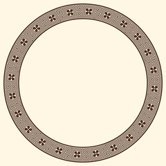 Greek key pattern, round frame. Decorative ancient meander, greece border ornament with repeated geometric motif. Vector EPS10.
