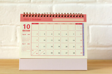 Hello, October.Desktop calendar for planning for October 2022.