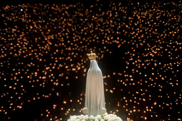 Statue of Our Lady of Fatima in the Procession of Candles at the Sanctuary of Our Lady of Fatima, Portugal