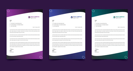 professional letterhead template. colorful letterhead set.