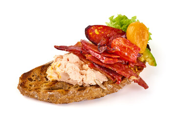 Traditional Bruschetta, isolated on white background. High resolution image.