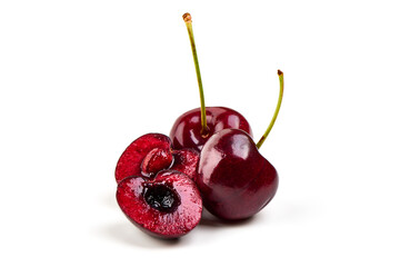 Sweet cherry, isolated on white background. full depth of field.