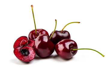 Sweet cherry, isolated on white background. full depth of field.